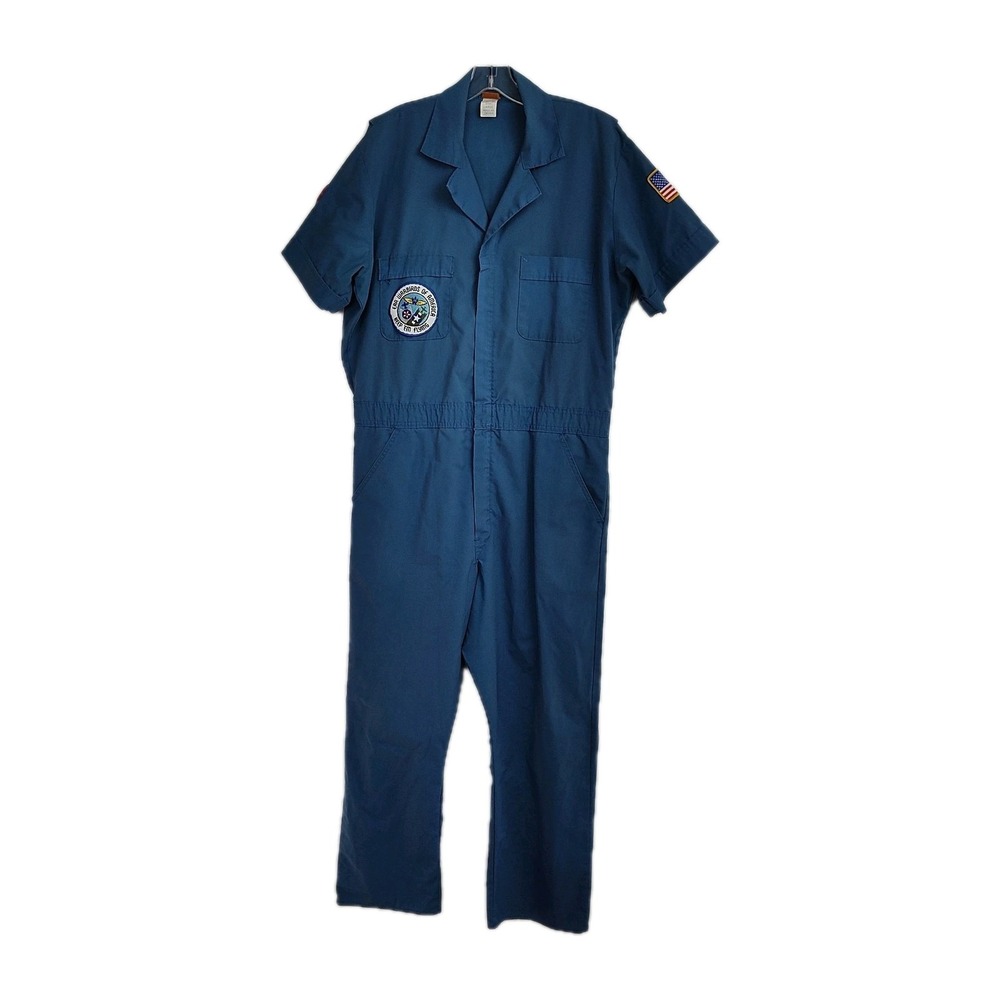 VTG Big Ben Flight Suit Men's L Regular Blue 2GRSS682B‎ Warbirds Patches Zip